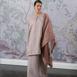 Eternal Linen Kurung Set in Dusty Pink