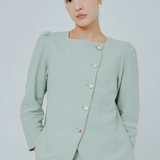 Modern Asymmetric Linen Blouse in Mint