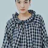Studio Ruffle Blouse in Blue Gingham