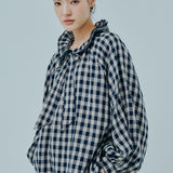 Studio Ruffle Blouse in Blue Gingham