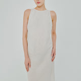 Midtown Linen Bias Dress in Ecru