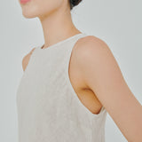 Midtown Linen Bias Dress in Ecru