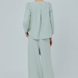 Modern Asymmetric Linen Blouse in Mint