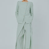 Modern Asymmetric Linen Blouse in Mint