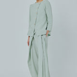 Modern Asymmetric Linen Blouse in Mint