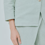 Modern Wrap Linen Trousers in Mint