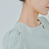 Modern Asymmetric Linen Blouse in Mint