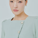Modern Asymmetric Linen Blouse in Mint