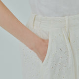 Friday Broderie Trousers in Cream