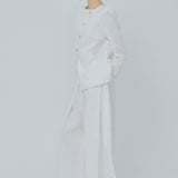 Modern Wrap Linen Trousers in White