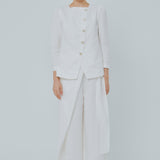 Modern Wrap Linen Trousers in White