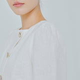 Modern Asymmetric Linen Blouse in White