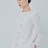 Modern Asymmetric Linen Blouse in White