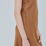 Midtown Linen Bias Dress in Caramel