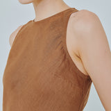 Midtown Linen Bias Dress in Caramel
