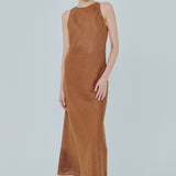 Midtown Linen Bias Dress in Caramel
