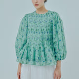 Athena Ramie Blouse in Wedgewood
