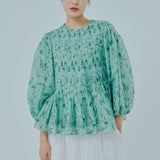 Athena Ramie Blouse in Wedgewood