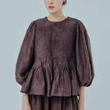 Athena Ramie Blouse in Chocolate