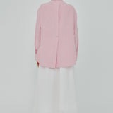 Statement Button-Back Linen Shirt in Powder Pink