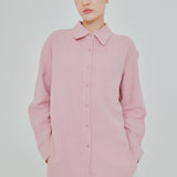 Statement Button-Back Linen Shirt in Powder Pink