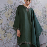 Eternal Linen Kurung Set in Emerald