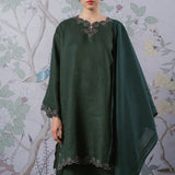 Eternal Linen Kurung Set in Emerald