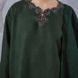 Eternal Linen Kurung Set in Emerald