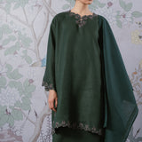 Eternal Linen Kurung Set in Emerald