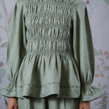 Honeymoon Linen Blouse in Sage