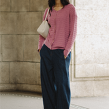 Iris Cable-Knit Cardigan in Berry Pink