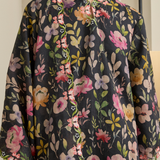 Serene Ramie Kurung Floral Set with Selendang in Noir Floral