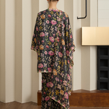 Serene Ramie Kurung Floral Set with Selendang in Noir Floral