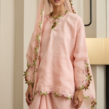 Gaia Ramie Kedah Set with Selendang in Peach