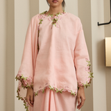 Gaia Ramie Kedah Set with Selendang in Peach