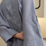 Narumi Long Ramie Tunic in Dusty Blue