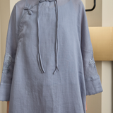 Narumi Long Ramie Tunic in Dusty Blue