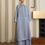 Narumi Pleated Ramie Trousers in Dusty Blue