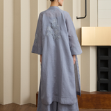 Narumi Pleated Ramie Trousers in Dusty Blue