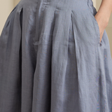 Narumi Pleated Ramie Trousers in Dusty Blue