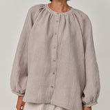 Lake Long Sleeve Linen Shirt in Pebble