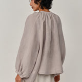 Lake Long Sleeve Linen Shirt in Pebble