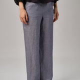 Avenue Linen Pants in Steel Blue