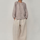 Lake Long Sleeve Linen Shirt in Pebble