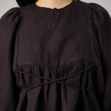 Big Day Linen Gingham Blouse in Dark Blue