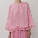 Ares Linen Top in Flamingo