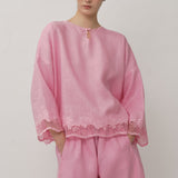 Ares Linen Top in Flamingo