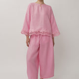 Ares Linen Top in Flamingo