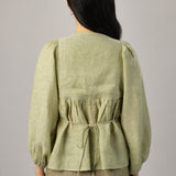 Big Day Linen Blouse in Pistachio