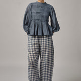 Sunday Barrel Pants in Blue Gingham